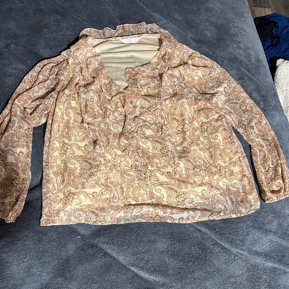 LC Lauren Conrad Paisley Women's Jacket - Cream and Brown
